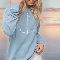 "Great Lakes Anchor"Women's Ultra Soft Wave Wash Crew Sweatshirt