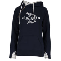 "Michigan D Established 1837"Women's Striped Double Hood Pullover