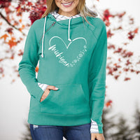 "Fall In Love With Michigan"Women's Striped Double Hood Pullover