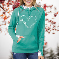 "Fall In Love With Michigan"Women's Striped Double Hood Pullover