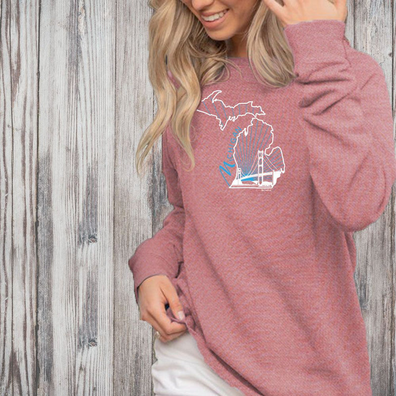 "Mighty"Women's Ultra Soft Wave Wash Crew Sweatshirt