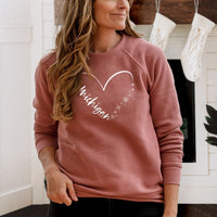 "Fall In Love With Winter"Relaxed Fit Angel Fleece Pullover Crew