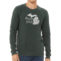 "Michigan Rocks Petoskey Stone"Men's Ultra Soft Pullover Crew