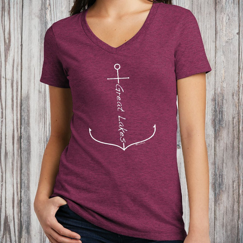 "Great Lakes Anchor"Women's V-Neck