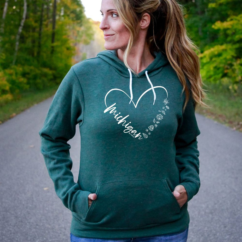 "Fall In Love With Michigan"Relaxed Fit Angel Fleece Unisex Hoodie