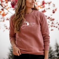 "Michigan Love #9"Relaxed Fit Angel Fleece Pullover Crew