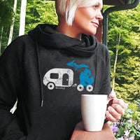 "Michigan Camper"Women's Fleece Funnel Neck Pullover Hoodie