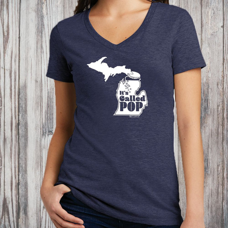 "Michigan Pop Bottle"Women's V-Neck