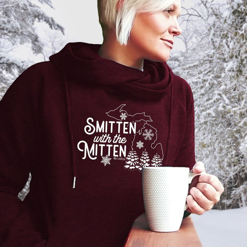 "Winter Smitten"Women's Fleece Funnel Neck Pullover Hoodie