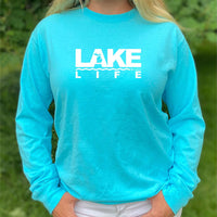 "Michigan Lake Life Women's relaxed fit stonewash long sleeve Tee