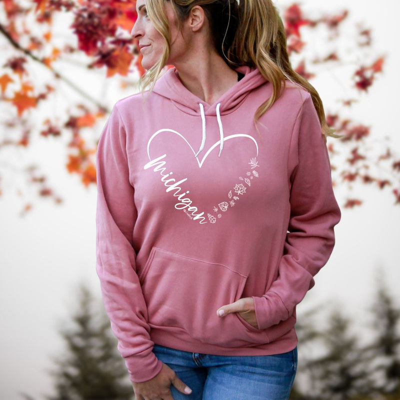 "Fall In Love With Michigan"Relaxed Fit Angel Fleece Unisex Hoodie