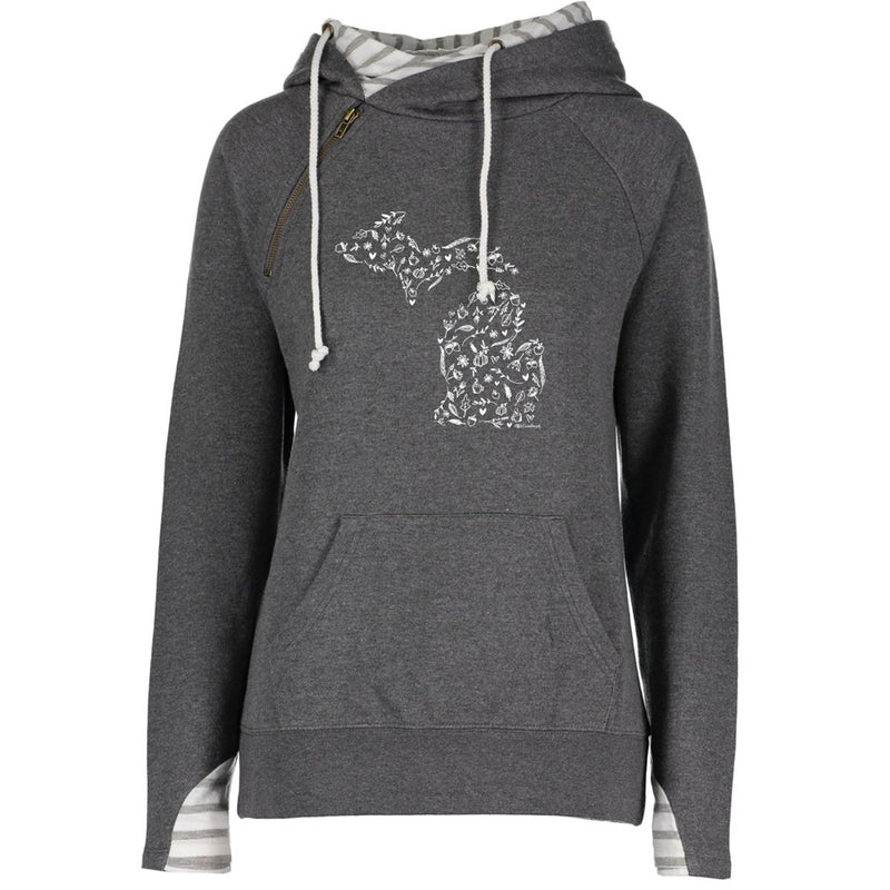 "Fall Wonder"Women's Striped Double Hood Pullover