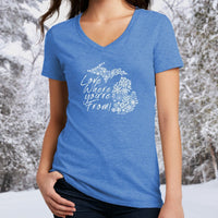 "Michigan Love Where You're From"Women's V-Neck