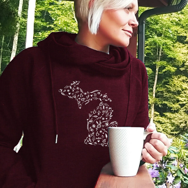 "Fall Wonder"Women's Classic Funnel Neck Pullover Hoodie