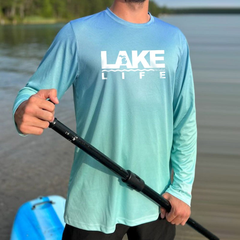 "Michigan Lake Life"Men's Sun Protection Long Sleeve Tee UPF #50