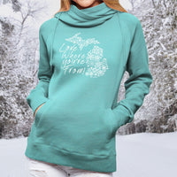 "Michigan Love Where You're From"Women's Fleece Funnel Neck Pullover Hoodie