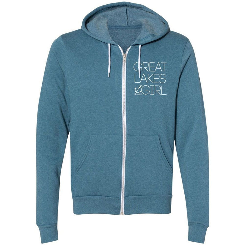 "Great Lakes Girl"Relaxed Fit Angel Fleece Full Zip Unisex Hoodie