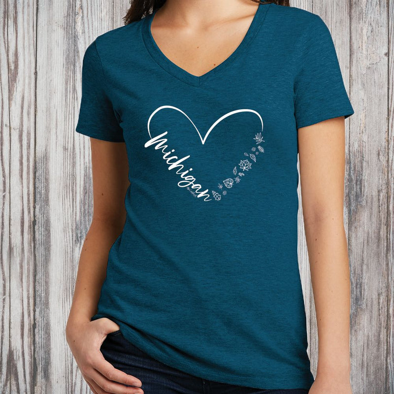 "Fall In Love With Michigan"Women's V-Neck