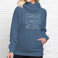 "Great Lakes Girl"Women's Classic Funnel Neck Pullover Hoodie