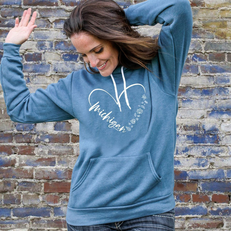 "Fall In Love With Michigan"Relaxed Fit Angel Fleece Unisex Hoodie