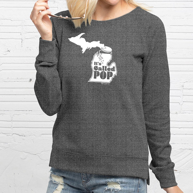 "Michigan Pop Bottle"Women's Pullover Crew