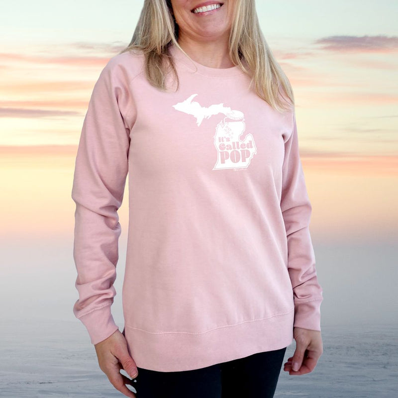 "Michigan Pop Bottle"Women's Pullover Crew