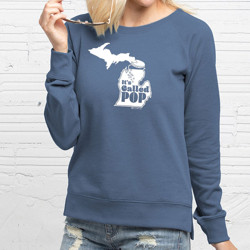 "Michigan Pop Bottle"Women's Pullover Crew