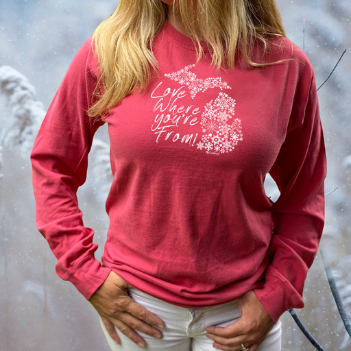 "Michigan Love Where You're From"Relaxed Fit Stonewashed Long Sleeve T-Shirt