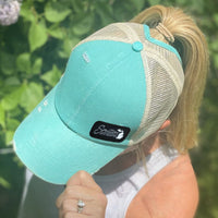 "Smitten With The Mitten"Distressed Ponytail Hat