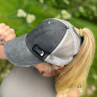 "Smitten With The Mitten"Distressed Ponytail Hat