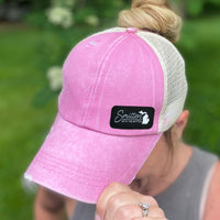 "Smitten With The Mitten"Distressed Ponytail Hat