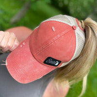 "Smitten With The Mitten"Distressed Ponytail Hat