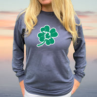 "4 Leaf Clover"(Michigan D) Relaxed Fit Stonewashed Long Sleeve T-Shirt