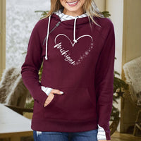 "Fall In Love With Winter"Women's Striped Double Hood Pullover