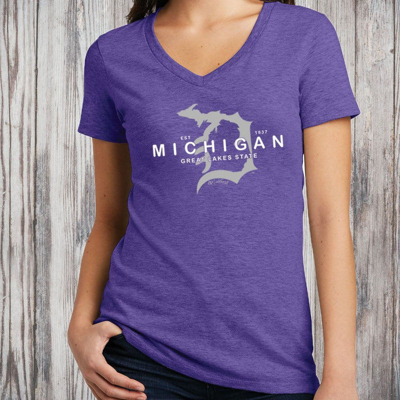 "Michigan D Established 1837"Women's V-Neck