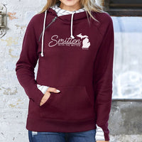 "Smitten With The Mitten"Women's Striped Double Hood Pullover