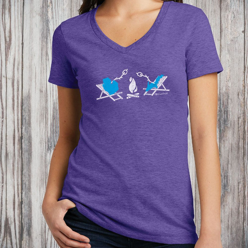 "Michigan Campfire"Women's V-Neck