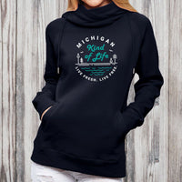 "Michigan Kind Of Life"Women's Classic Funnel Neck Pullover Hoodie